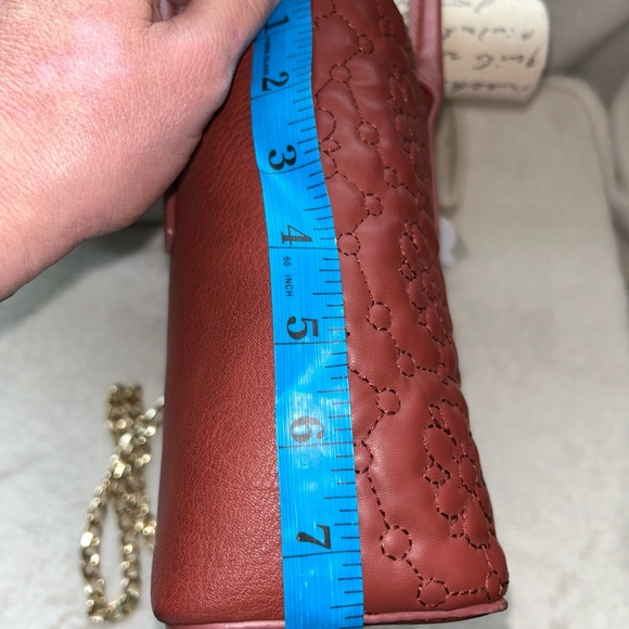 Item sold**LAUREN CONRAD FAUX LEATHER BURGUNDY W GOLD CHAIN FLOWER ELEGANT CROSS - Picture 4 of 13